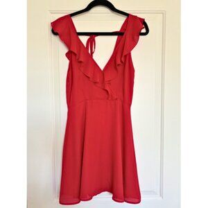 Small Red Cocktail Dress Frill Sleeve | Altar'd State